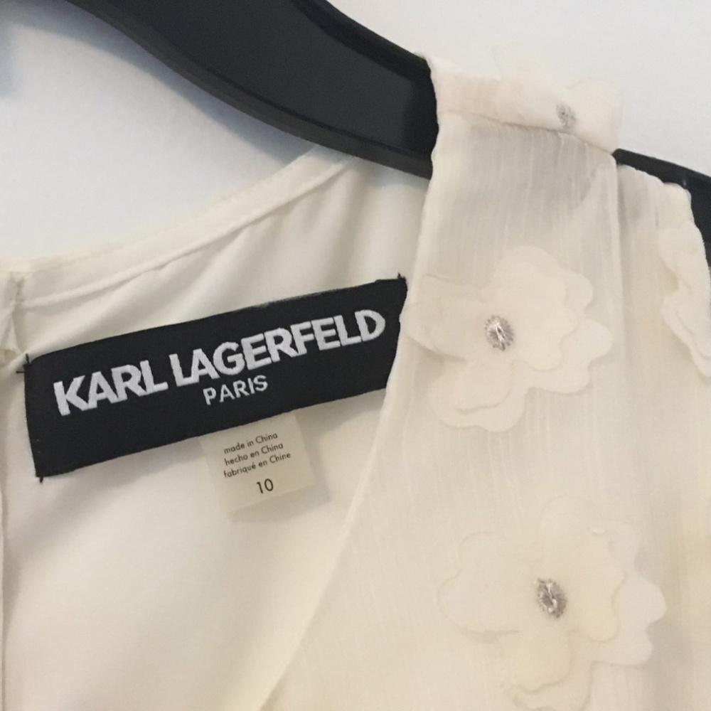 Karl Lagerfeld Paris Floral Shift Dress 10 Ivory